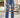 Pantalon court droit en denim délavé et déchiré all-match 