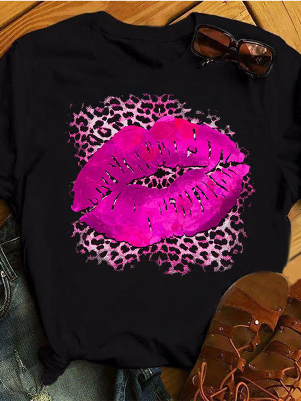T-shirt à imprimé léopard pour femme 
