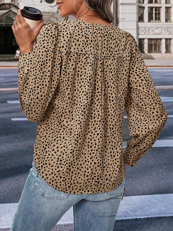 Elegante Damenbluse mit Leopardenmuster und langen Ärmeln 