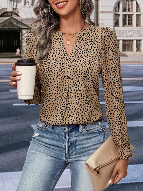 Elegante Damenbluse mit Leopardenmuster und langen Ärmeln 
