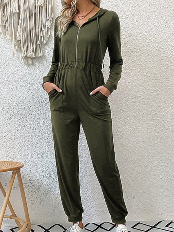 New women's solid color workwear casual jumpsuit - Closther