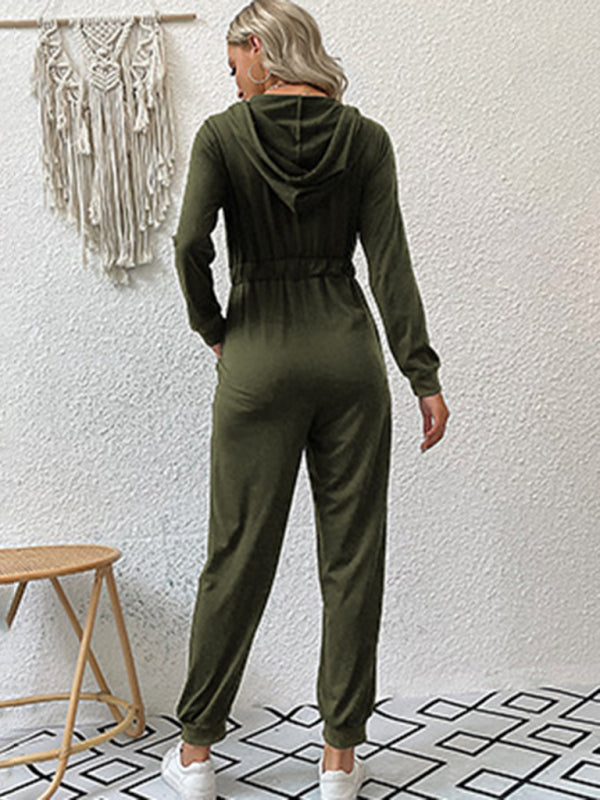 New women's solid color workwear casual jumpsuit - Closther