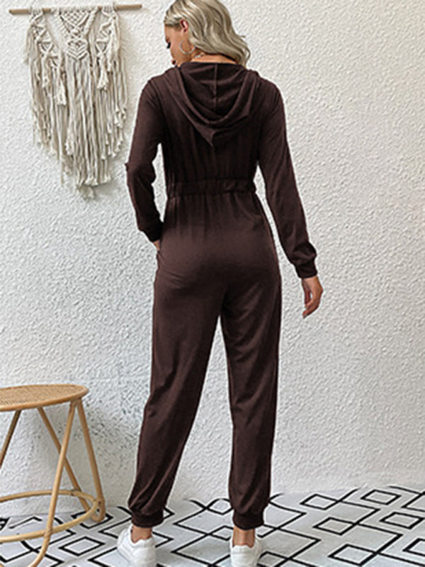 New women's solid color workwear casual jumpsuit - Closther