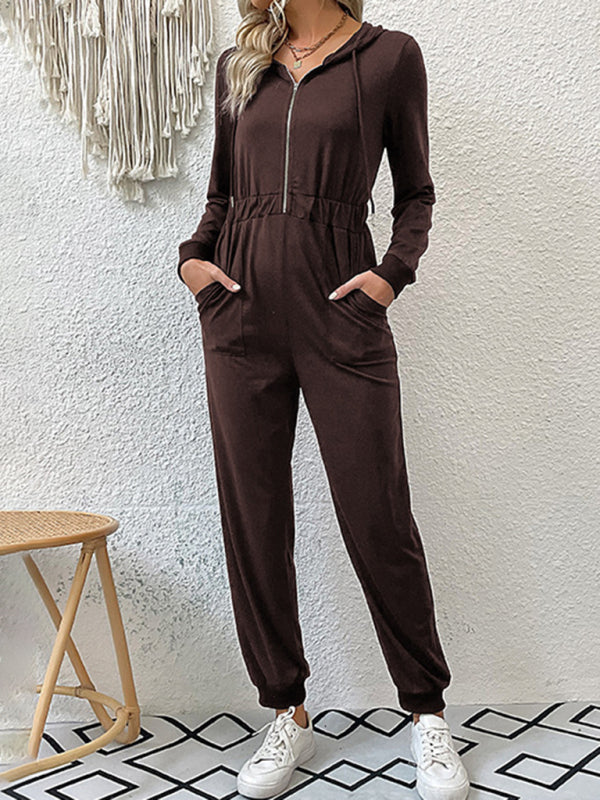 New women's solid color workwear casual jumpsuit - Closther