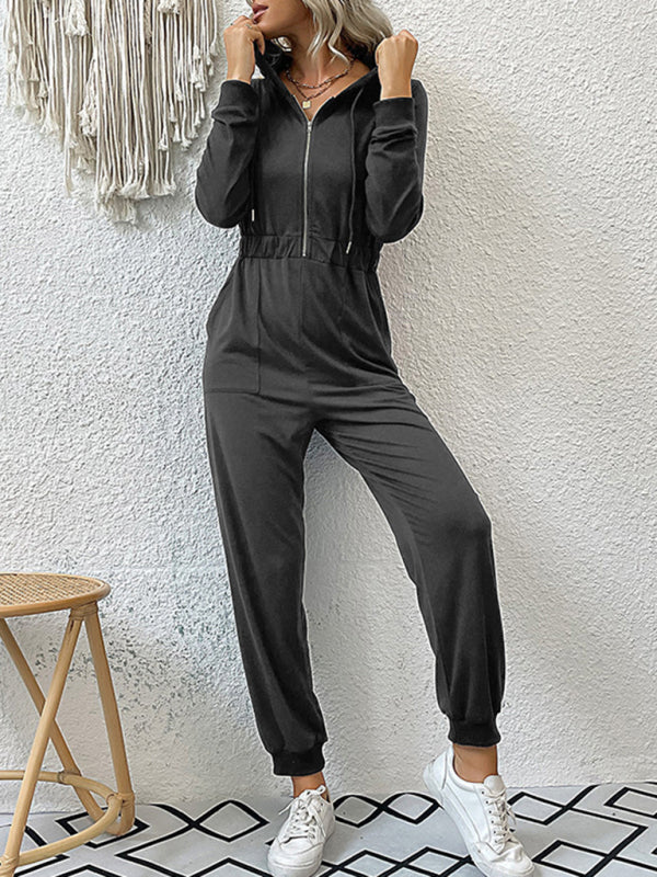 New women's solid color workwear casual jumpsuit - Closther