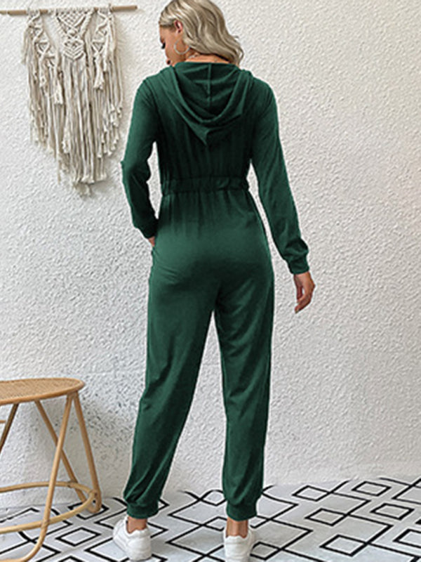 New women's solid color workwear casual jumpsuit - Closther