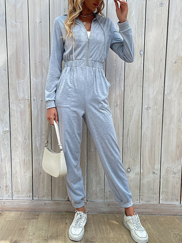 New women's solid color workwear casual jumpsuit - Closther