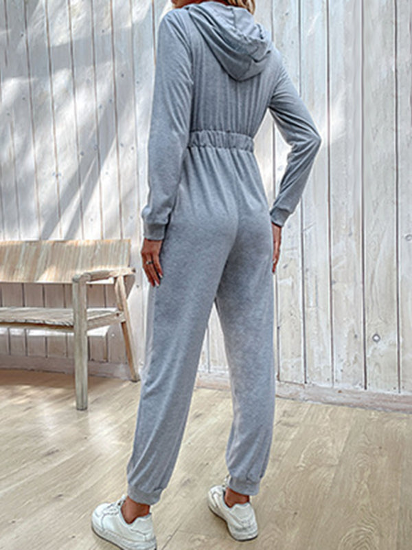 New women's solid color workwear casual jumpsuit - Closther