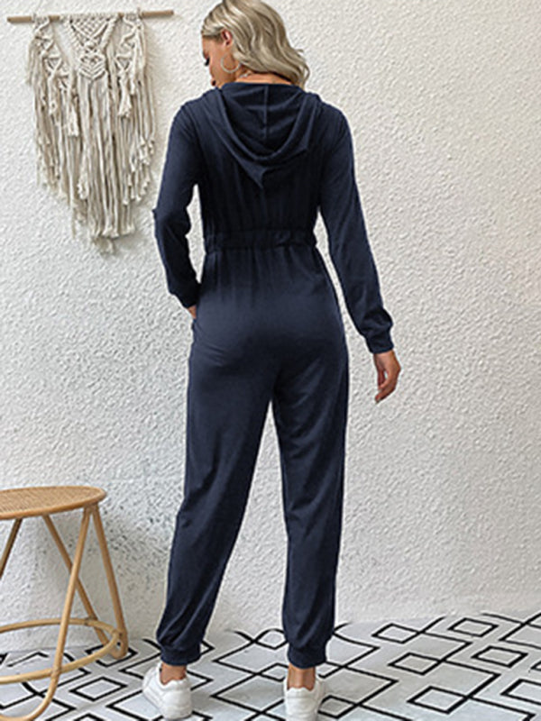 New women's solid color workwear casual jumpsuit - Closther