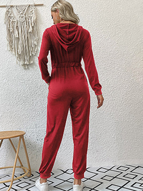 New women's solid color workwear casual jumpsuit - Closther