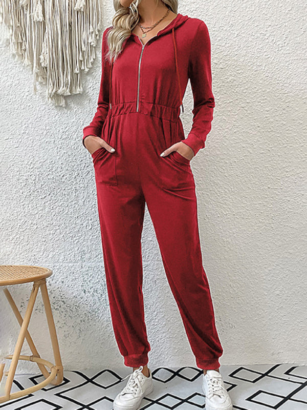 New women's solid color workwear casual jumpsuit - Closther