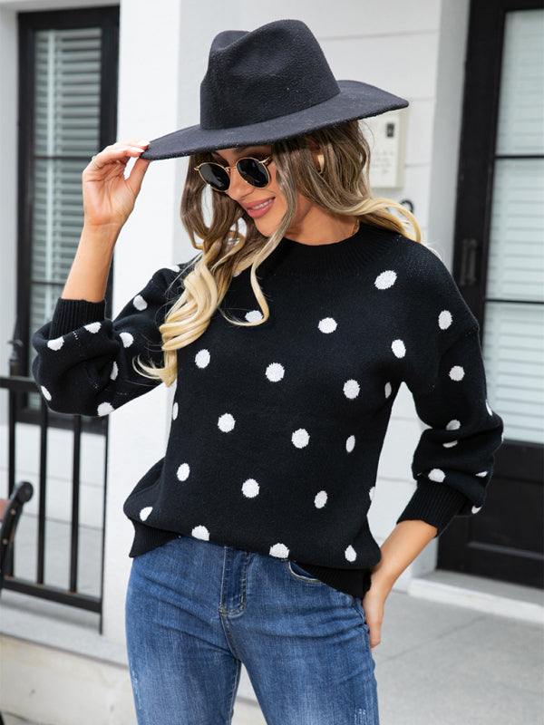 Damen-Strickpullover mit Polka-Dots 