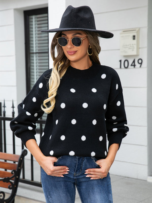 Damen-Strickpullover mit Polka-Dots 