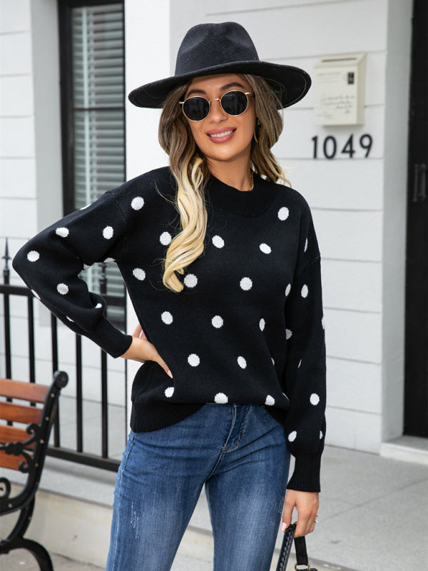 Damen-Strickpullover mit Polka-Dots 