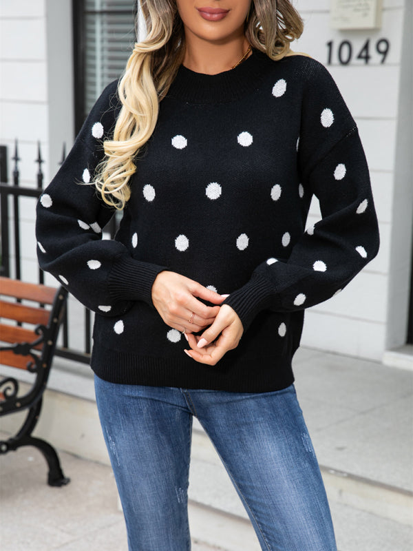 Damen-Strickpullover mit Polka-Dots 