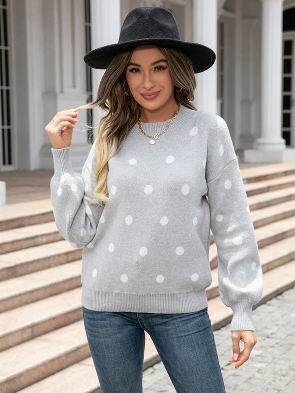 Damen-Strickpullover mit Polka-Dots 