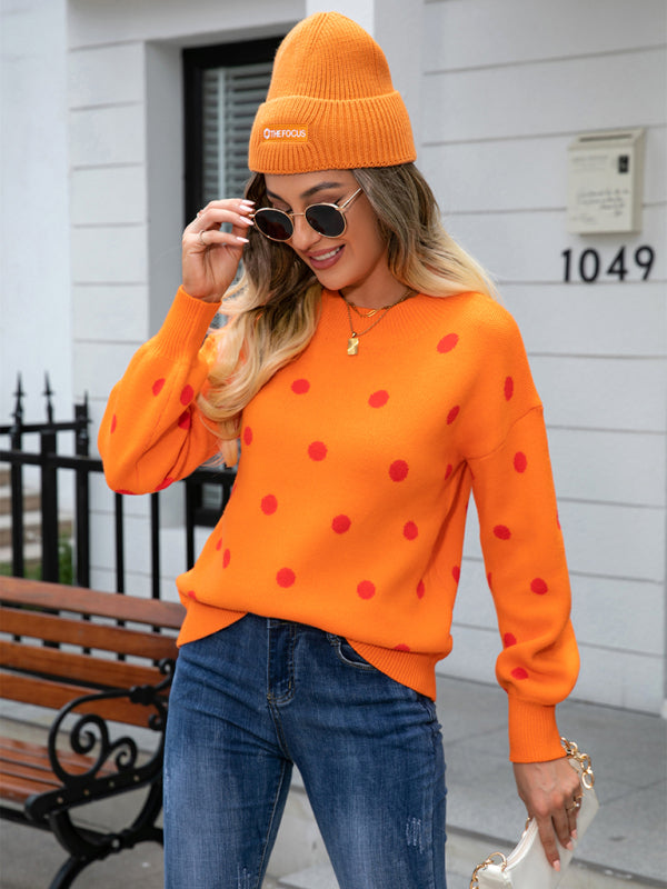 Damen-Strickpullover mit Polka-Dots 
