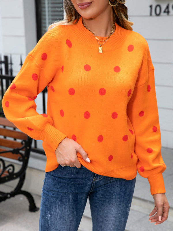 Damen-Strickpullover mit Polka-Dots 