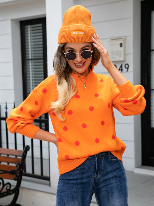 Damen-Strickpullover mit Polka-Dots 