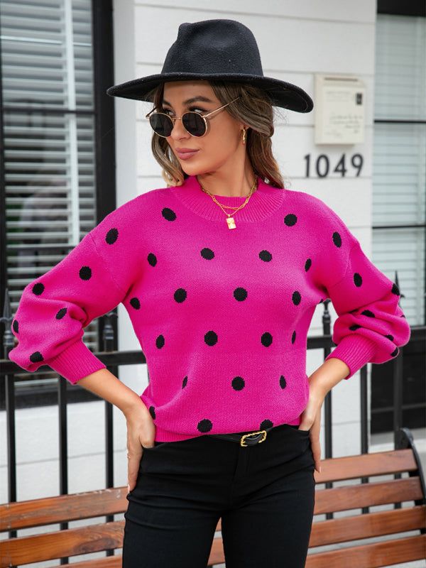 Damen-Strickpullover mit Polka-Dots 