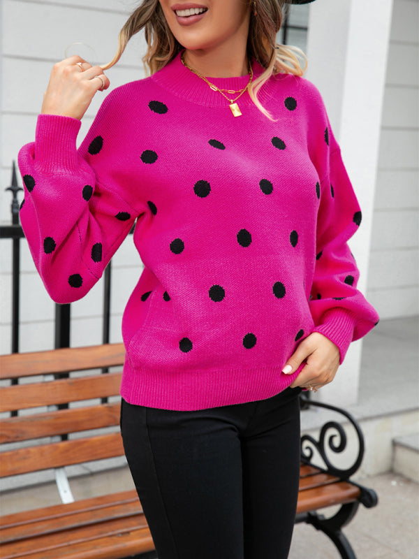 Damen-Strickpullover mit Polka-Dots 