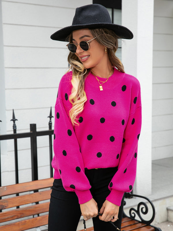 Damen-Strickpullover mit Polka-Dots 