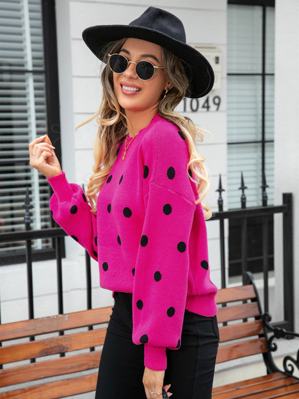 Damen-Strickpullover mit Polka-Dots 