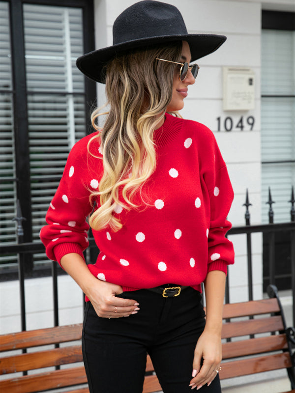 Damen-Strickpullover mit Polka-Dots 
