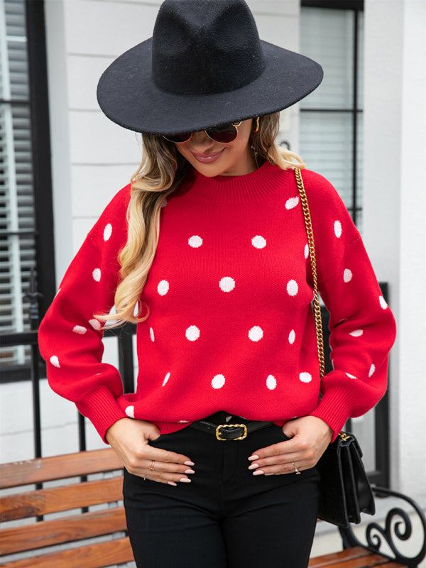 Damen-Strickpullover mit Polka-Dots 