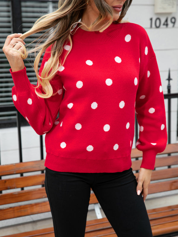 Damen-Strickpullover mit Polka-Dots 