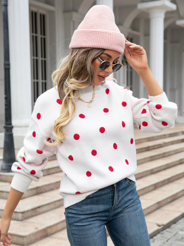 Damen-Strickpullover mit Polka-Dots 