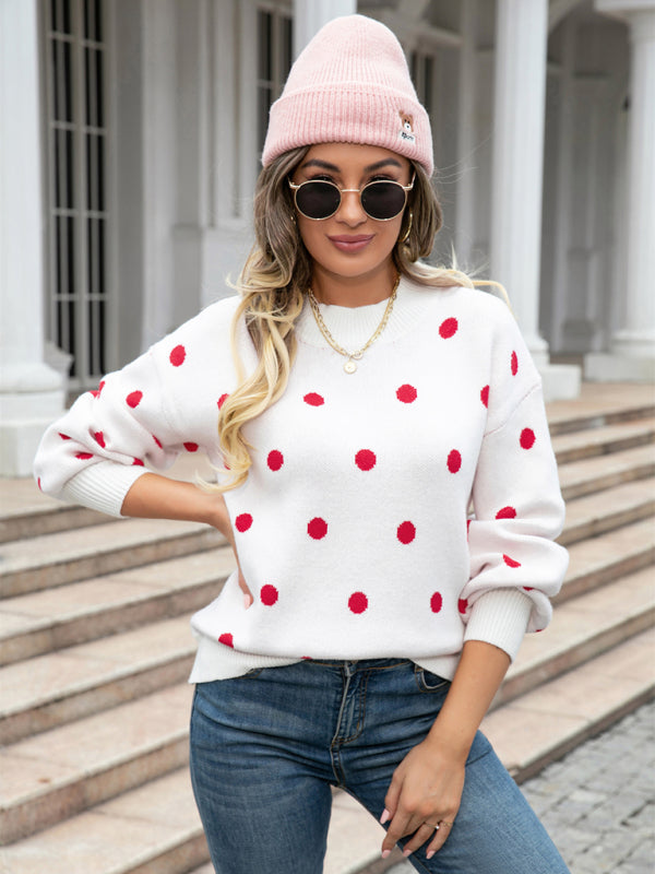 Damen-Strickpullover mit Polka-Dots 