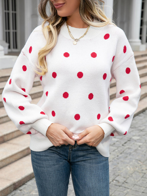Damen-Strickpullover mit Polka-Dots 