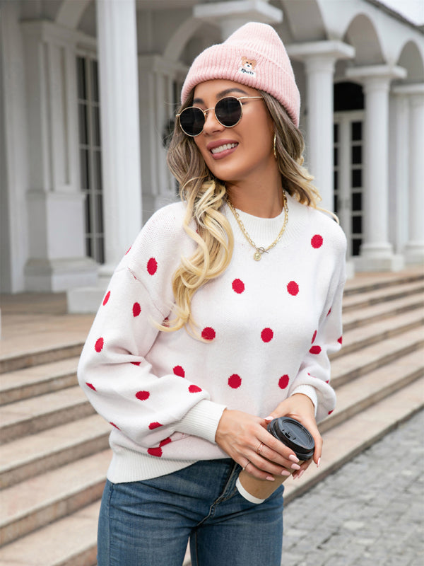 Damen-Strickpullover mit Polka-Dots 