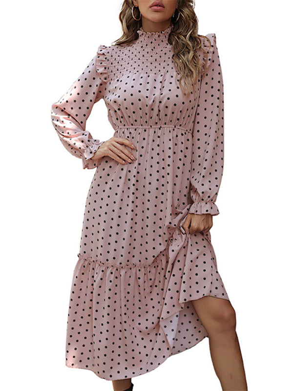 New women's long sleeve polka dot dress - Closther