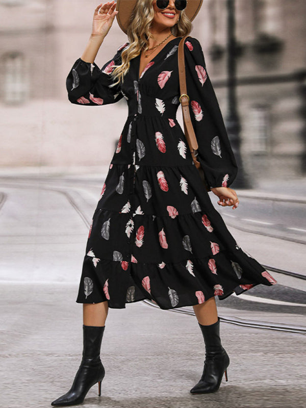 Women's Fashion Long Sleeve Elegant Dress - Closther