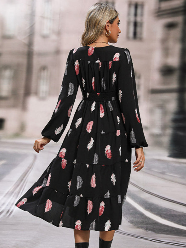 Women's Fashion Long Sleeve Elegant Dress - Closther