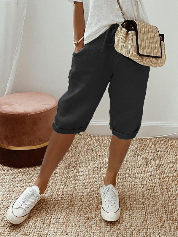 Neue Damen-Freizeithose mit Taschen und elastischem Bund 