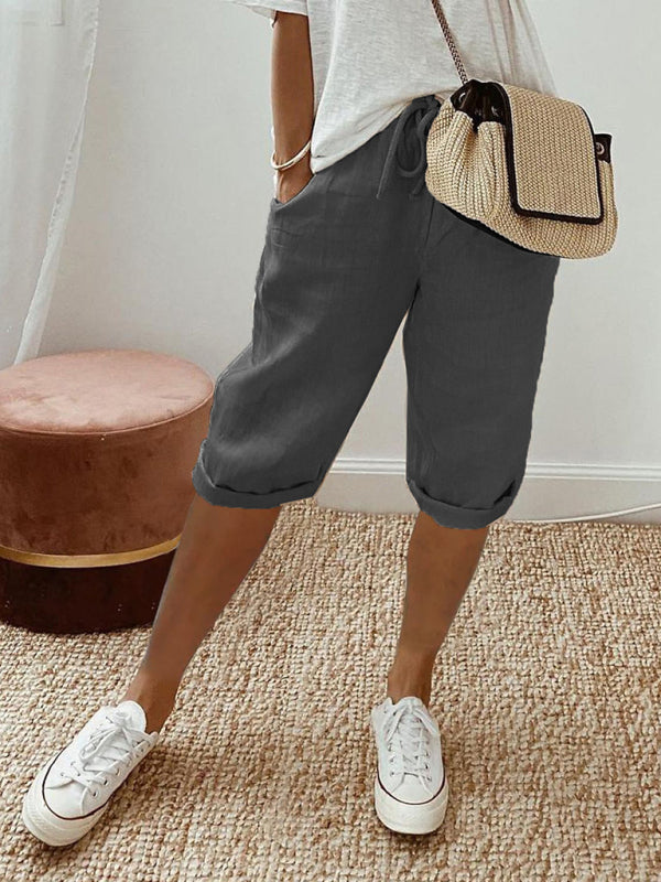Neue Damen-Freizeithose mit Taschen und elastischem Bund 