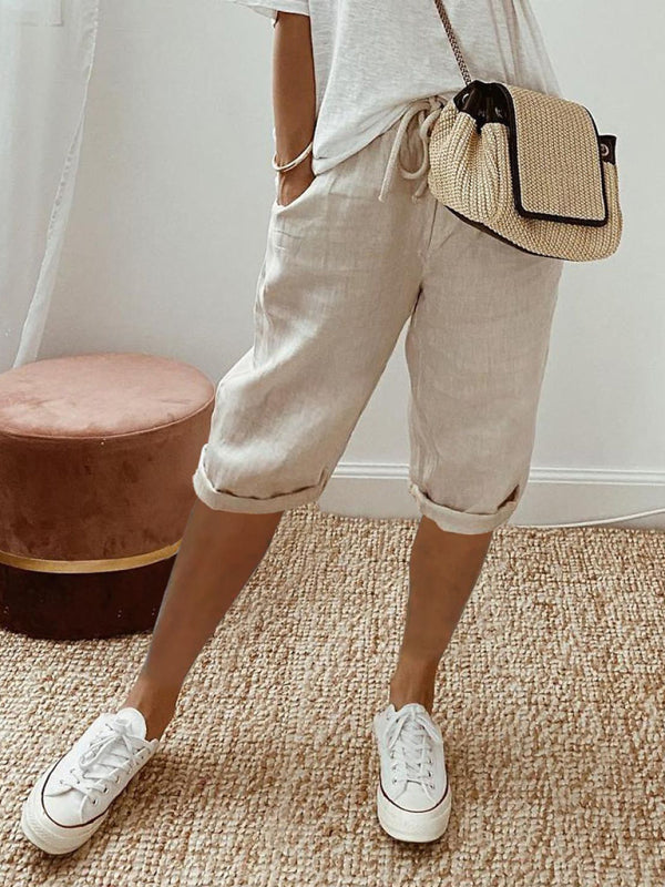 Neue Damen-Freizeithose mit Taschen und elastischem Bund 