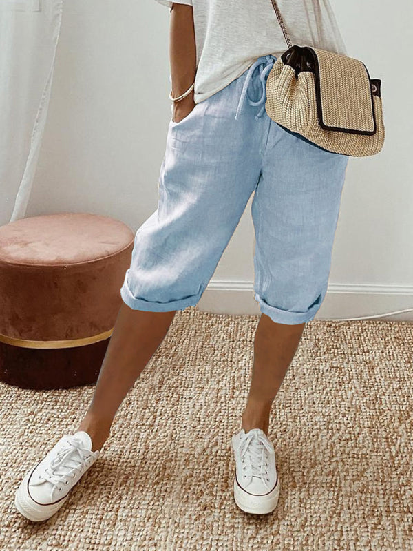 Neue Damen-Freizeithose mit Taschen und elastischem Bund 