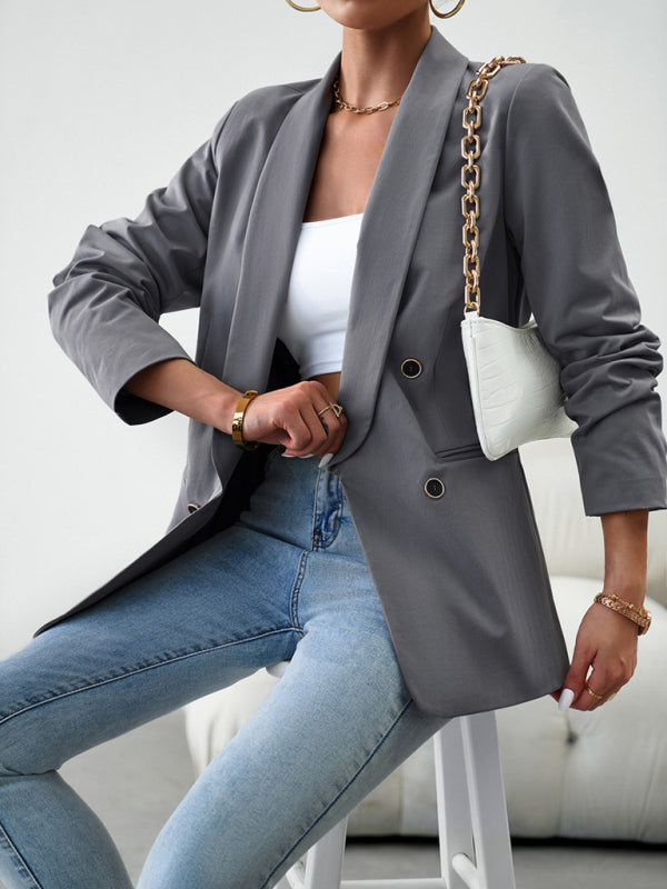 Elegant commuter double-breasted ladies suit jacket - Closther