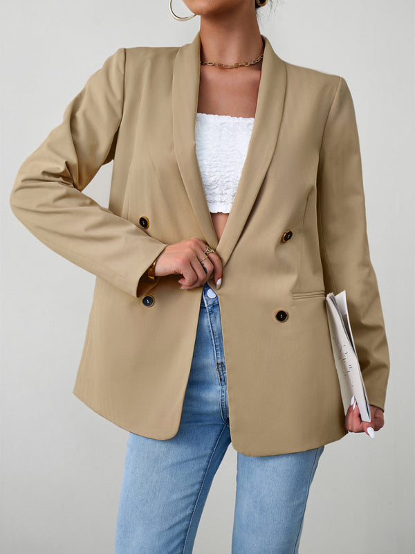 Elegant commuter double-breasted ladies suit jacket - Closther