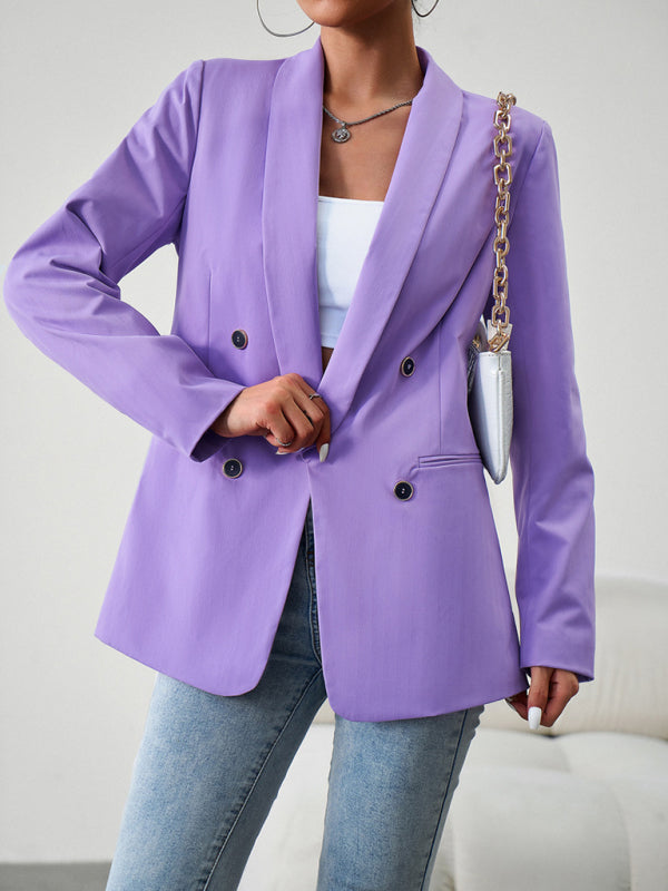 Elegant commuter double-breasted ladies suit jacket - Closther