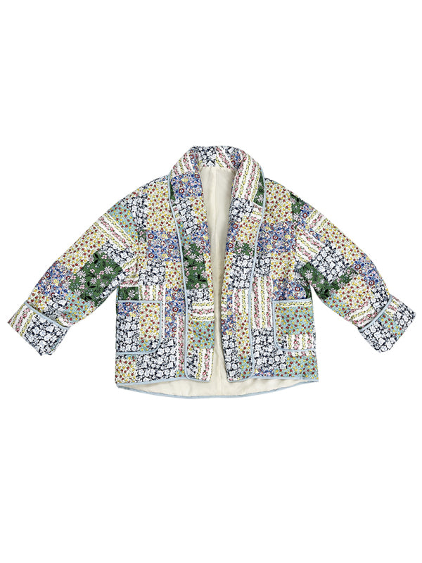 Ärmellose Steppjacke mit Blumenmuster 