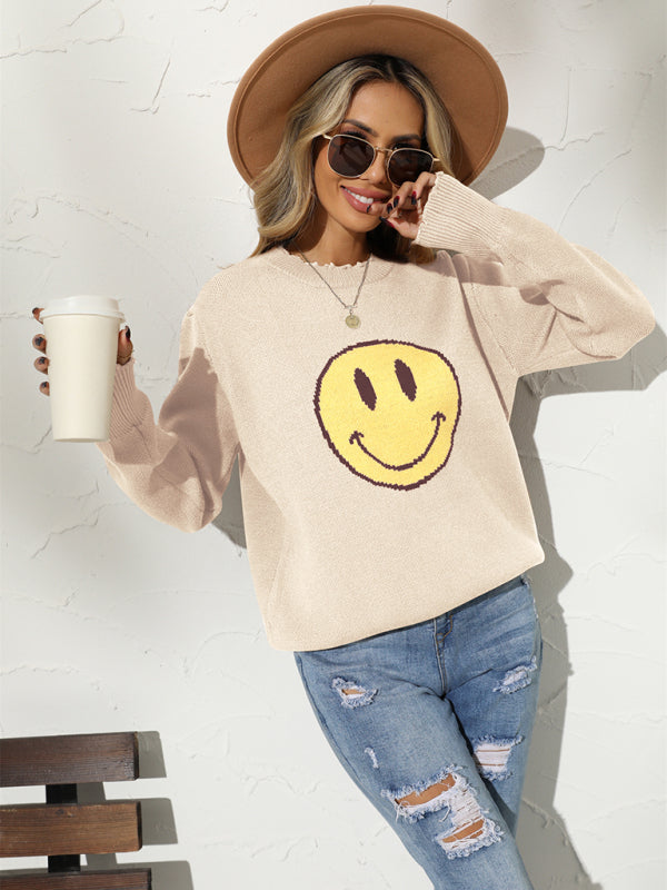 Neuer Rundhals-Pullover mit lockerem Strickmuster 