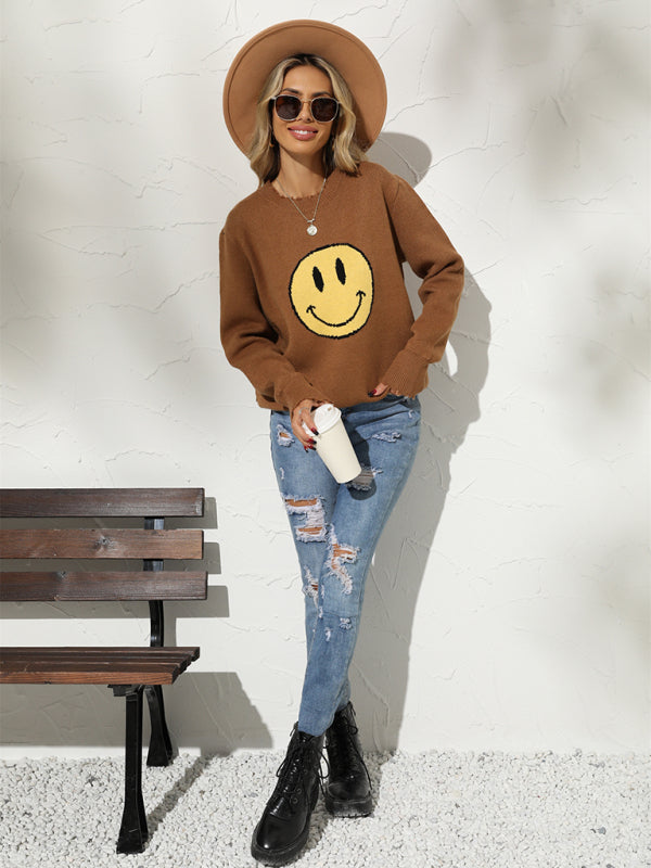 Neuer Rundhals-Pullover mit lockerem Strickmuster 