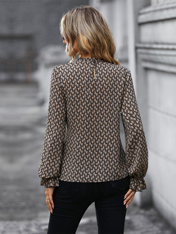 Women's Autumn and Winter Long Sleeve Long Sleeve Slim Leopard Print Shirt - Closther