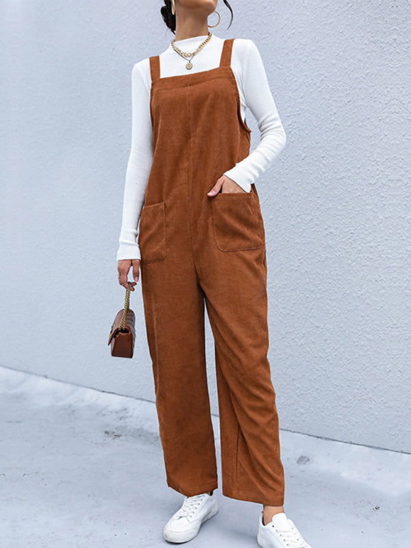 Spring-Summer Casual Knit Pocket Jumpsuit – side view