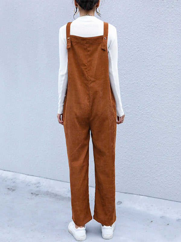 Spring-Summer Casual Knit Pocket Jumpsuit – back view